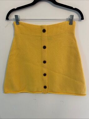 Polo by Ralph Lauren Yellow Button-Front Knit Mini Skirt One of Kind 100% wool